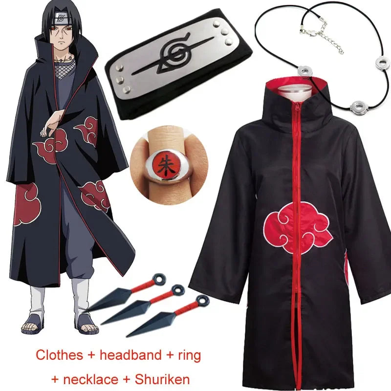 CAPA de Kakashi Cosplay Costume Akatsuki Cloak Uchiha Itachi Sharingan